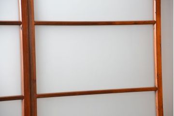  アンティーク 古い木のすりガラス戸 2枚セット(引き戸)