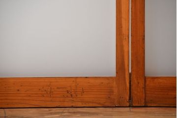 アンティーク 古い木のすりガラス戸 2枚セット(引き戸)