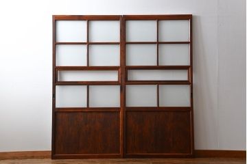 古民具・骨董 古風な室内用引き戸 2枚セット(ガラス戸・古民家・建具)