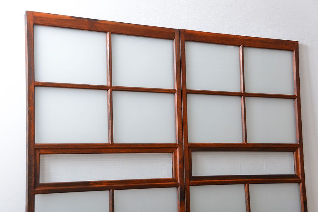 古民具・骨董 古風な室内用引き戸 2枚セット(ガラス戸・古民家・建具)