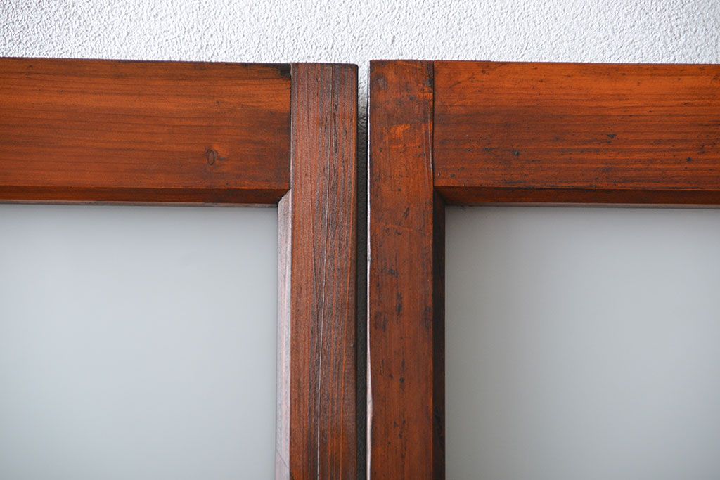 古民具・骨董 古風な室内用引き戸 2枚セット(ガラス戸・古民家・建具)