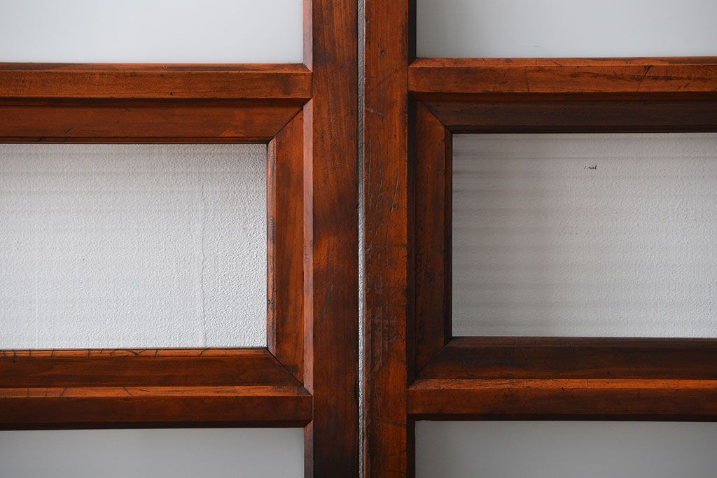 古民具・骨董 古風な室内用引き戸 2枚セット(ガラス戸・古民家・建具)