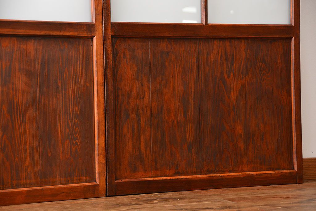 古民具・骨董 古風な室内用引き戸 2枚セット(ガラス戸・古民家・建具)