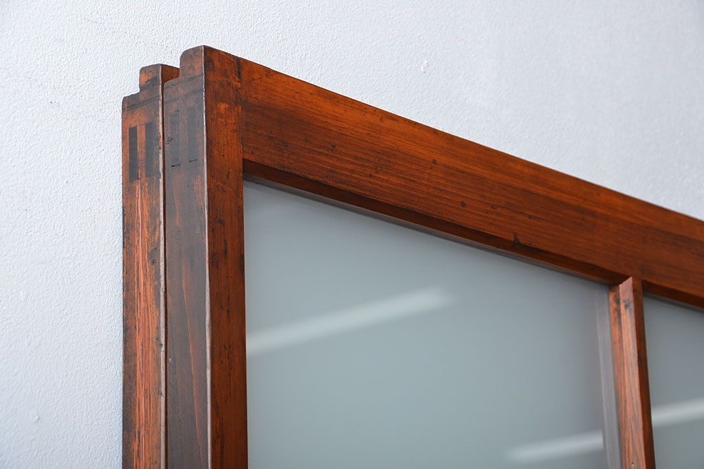 古民具・骨董 古風な室内用引き戸 2枚セット(ガラス戸・古民家・建具)