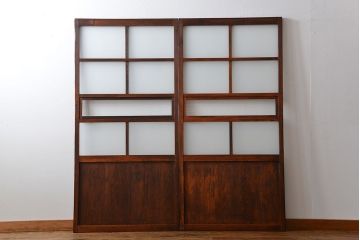 古民具・骨董 古風な室内用引き戸 2枚セット(ガラス戸・古民家・建具)