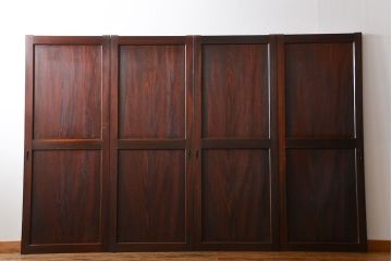 古民具・骨董 太い框組の上質な杉材一枚板 幅せま帯戸 4枚セット(板戸、和風建具)