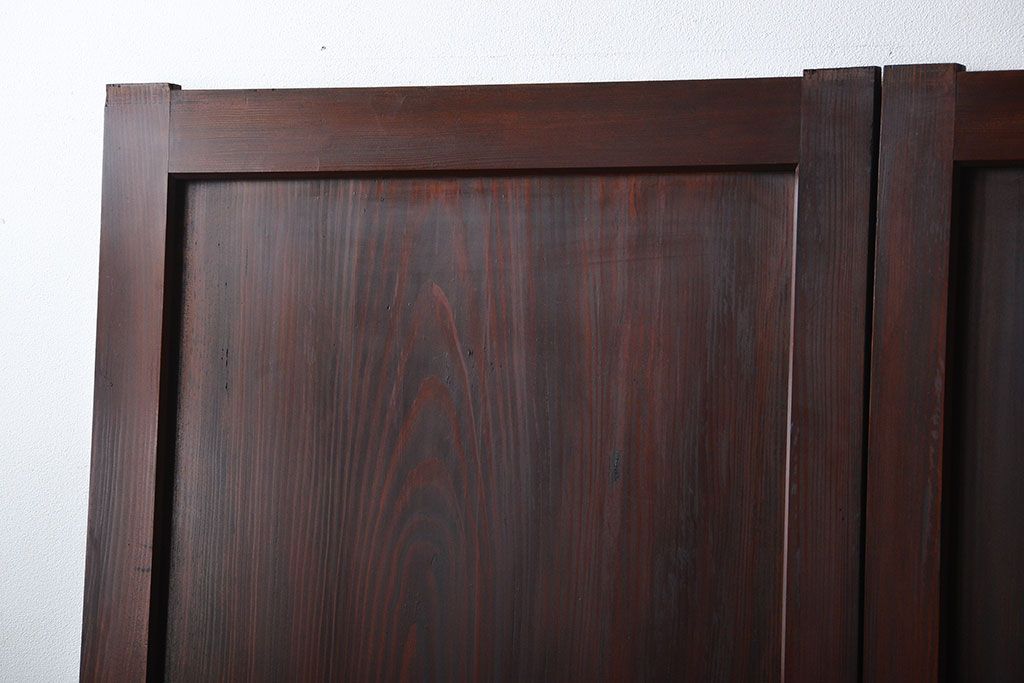 古民具・骨董 太い框組の上質な杉材一枚板 幅せま帯戸 4枚セット(板戸、和風建具)