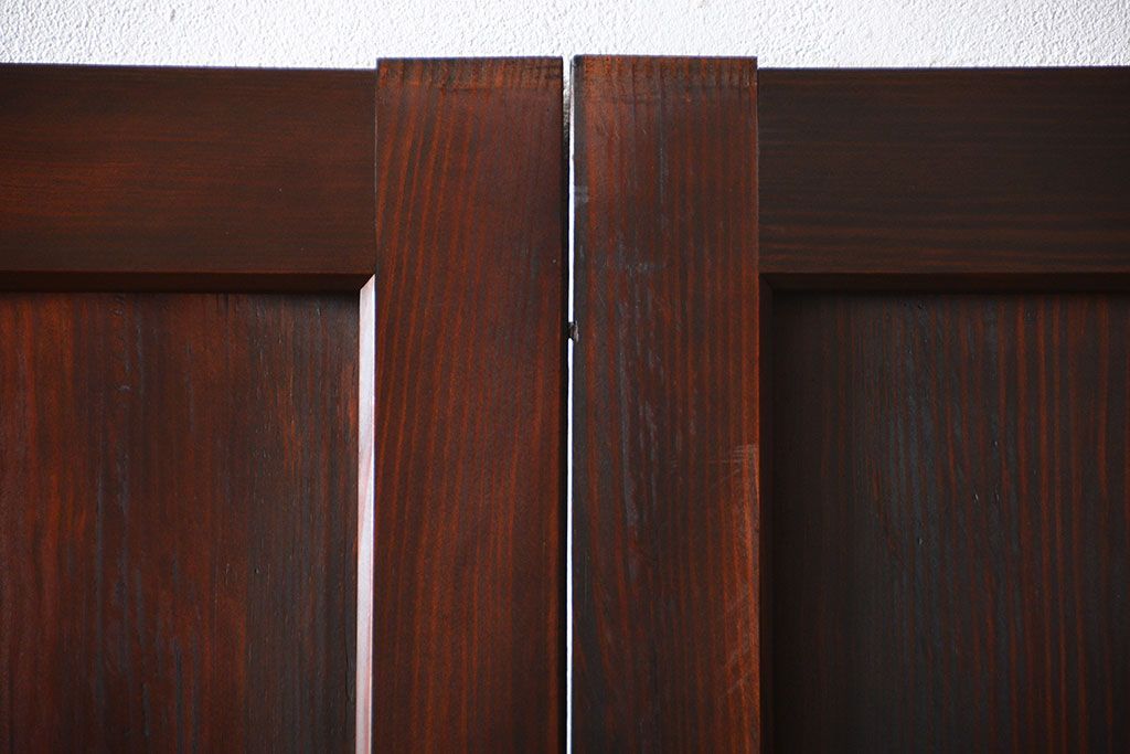 古民具・骨董 太い框組の上質な杉材一枚板 幅せま帯戸 4枚セット(板戸、和風建具)