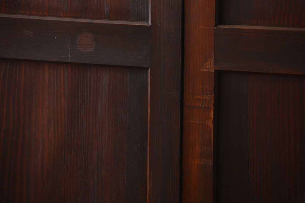 古民具・骨董 太い框組の上質な杉材一枚板 幅せま帯戸 4枚セット(板戸、和風建具)