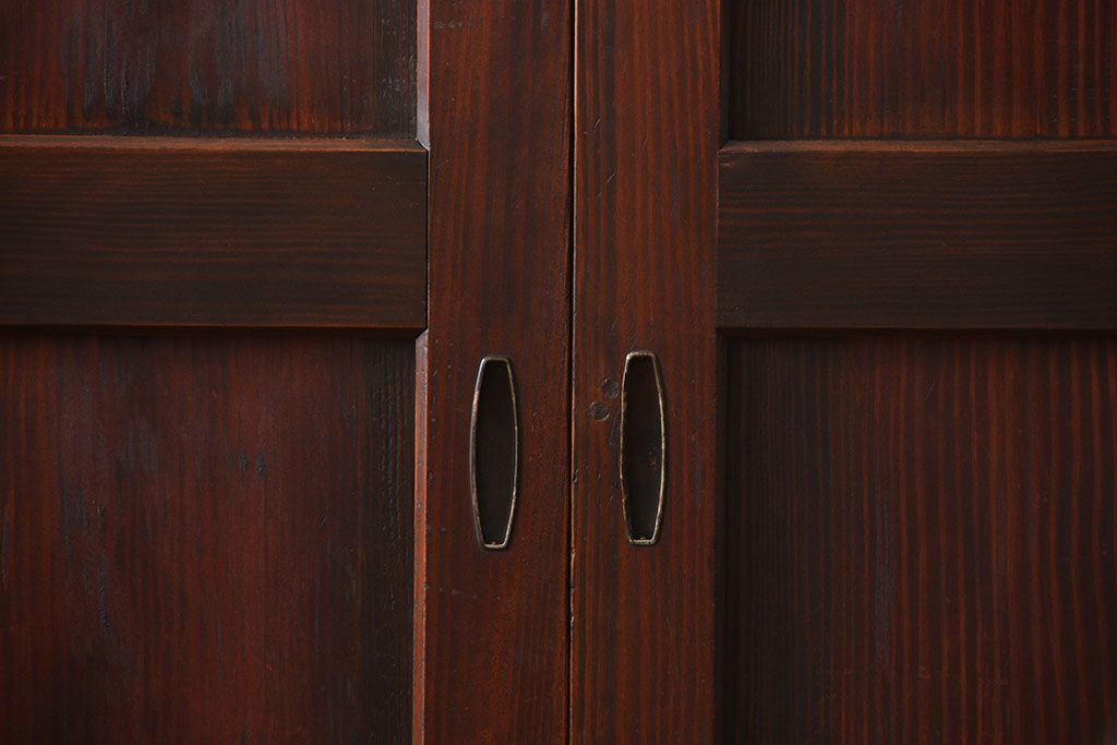 古民具・骨董 太い框組の上質な杉材一枚板 幅せま帯戸 4枚セット(板戸、和風建具)