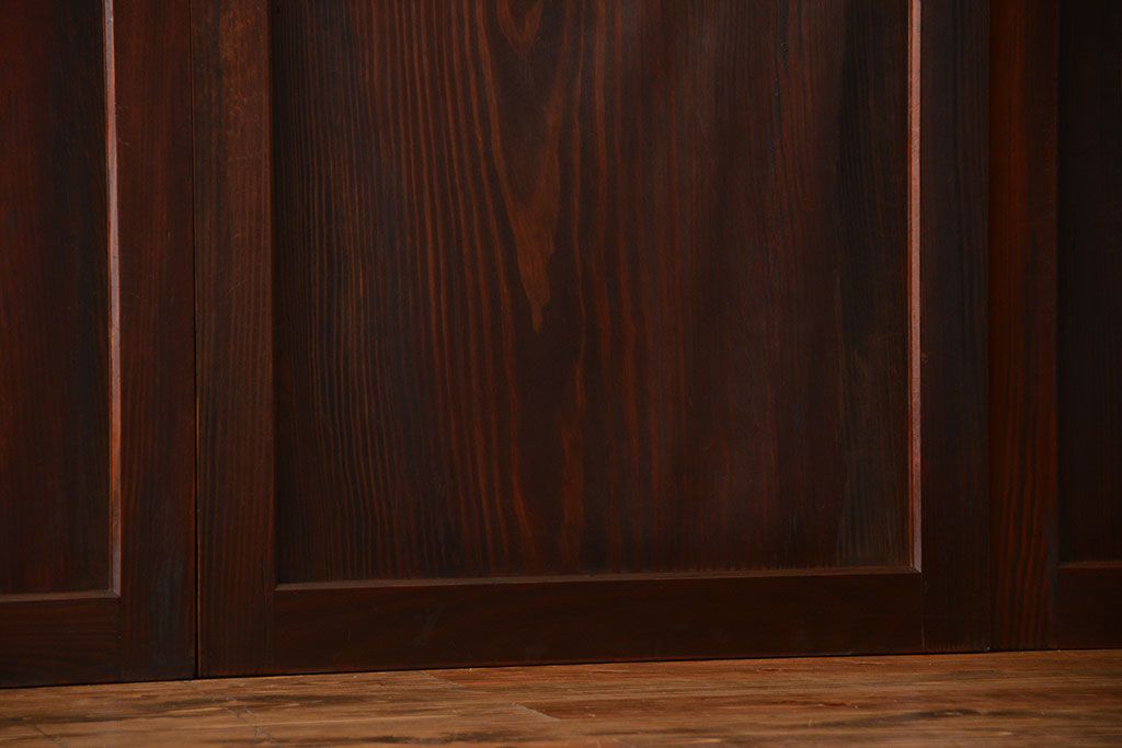 古民具・骨董 太い框組の上質な杉材一枚板 幅せま帯戸 4枚セット(板戸、和風建具)