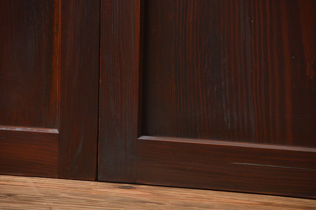 古民具・骨董 太い框組の上質な杉材一枚板 幅せま帯戸 4枚セット(板戸、和風建具)