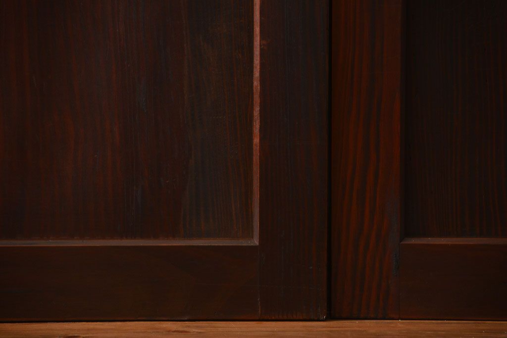 古民具・骨董 太い框組の上質な杉材一枚板 幅せま帯戸 4枚セット(板戸、和風建具)