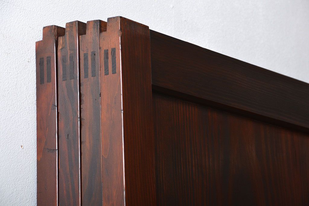 古民具・骨董 太い框組の上質な杉材一枚板 幅せま帯戸 4枚セット(板戸、和風建具)