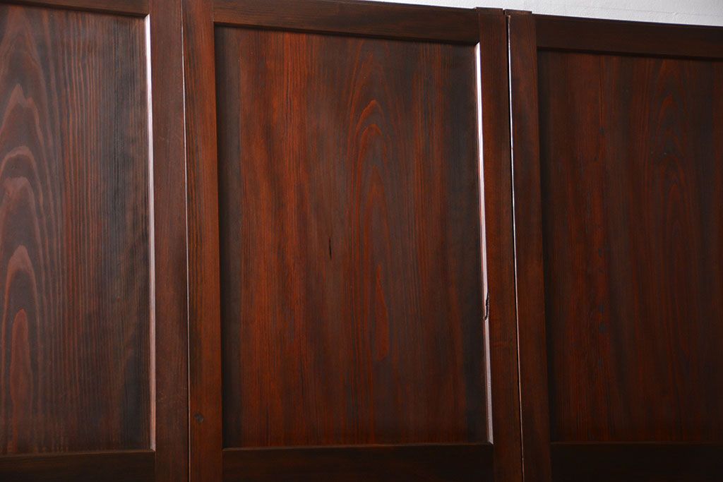 古民具・骨董 太い框組の上質な杉材一枚板 幅せま帯戸 4枚セット(板戸、和風建具)