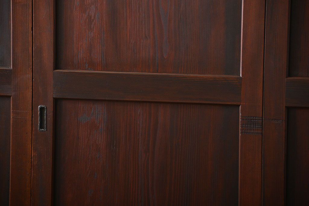 古民具・骨董 太い框組の上質な杉材一枚板 幅せま帯戸 4枚セット(板戸、和風建具)