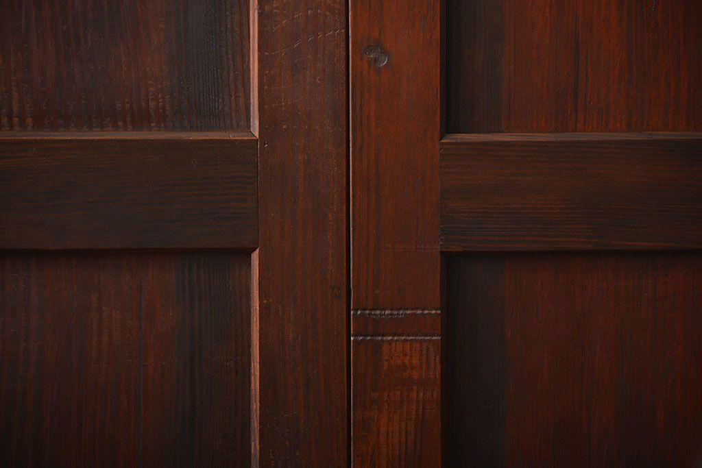 古民具・骨董 太い框組の上質な杉材一枚板 幅せま帯戸 4枚セット(板戸、和風建具)