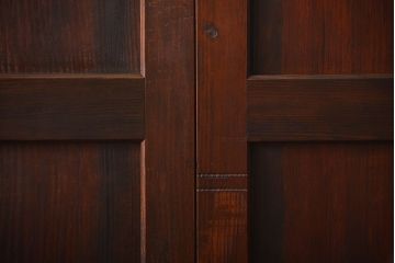 古民具・骨董 太い框組の上質な杉材一枚板 幅せま帯戸 4枚セット(板戸、和風建具)