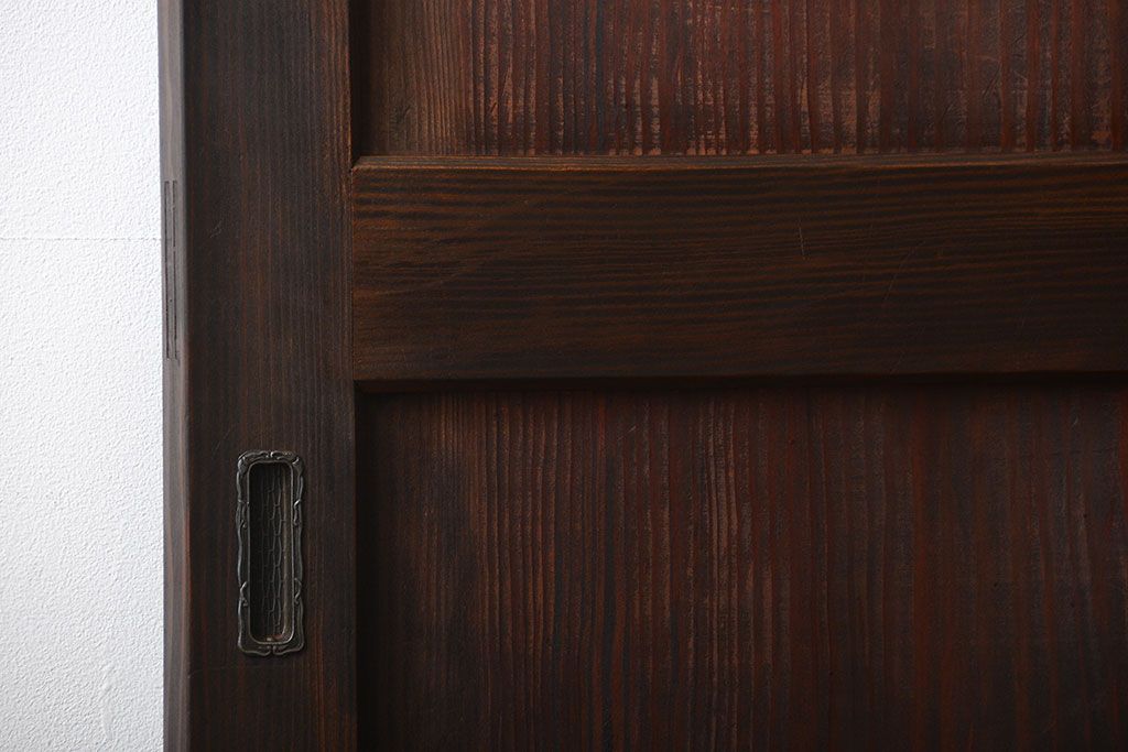 古民具・骨董 太い框組の上質な杉材一枚板 幅せま帯戸 4枚セット(板戸、和風建具)