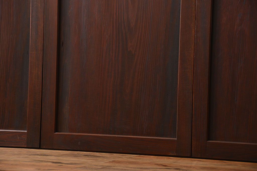 古民具・骨董 太い框組の上質な杉材一枚板 幅せま帯戸 4枚セット(板戸、和風建具)