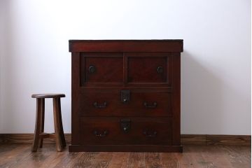 アンティーク家具　古民具・骨董 前面桜材と欅材!帳場箪笥(時代箪笥)