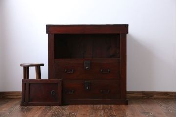 アンティーク家具　古民具・骨董 前面桜材と欅材!帳場箪笥(時代箪笥)