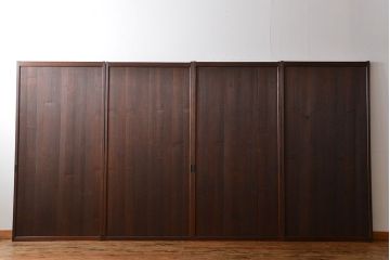 アンティーク 鏡板が桐材の上品な板戸 4枚セット(引き戸、帯戸)