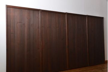 アンティーク 鏡板が桐材の上品な板戸 4枚セット(引き戸、帯戸)