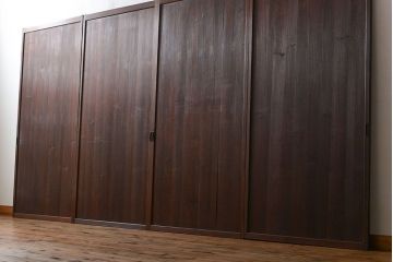 アンティーク 鏡板が桐材の上品な板戸 4枚セット(引き戸、帯戸)