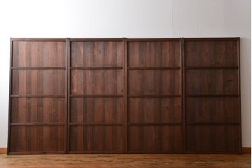 アンティーク 鏡板が桐材の上品な板戸 4枚セット(引き戸、帯戸)