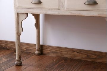 アンティーク家具　アンティーク オリジナルペイントのケビントガラスケース(収納棚、キャビネット)