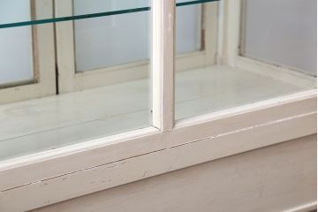 アンティーク家具　アンティーク オリジナルペイントのケビントガラスケース(収納棚、キャビネット)