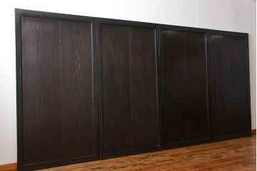 古民具・骨董 煤けた味のある板戸 4枚セット(帯戸、引き戸)