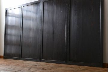 古民具・骨董 煤けた味のある板戸 4枚セット(帯戸、引き戸)