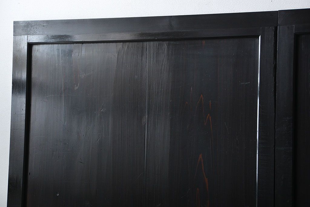 古民具・骨董 煤けた味のある板戸 4枚セット(帯戸、引き戸)