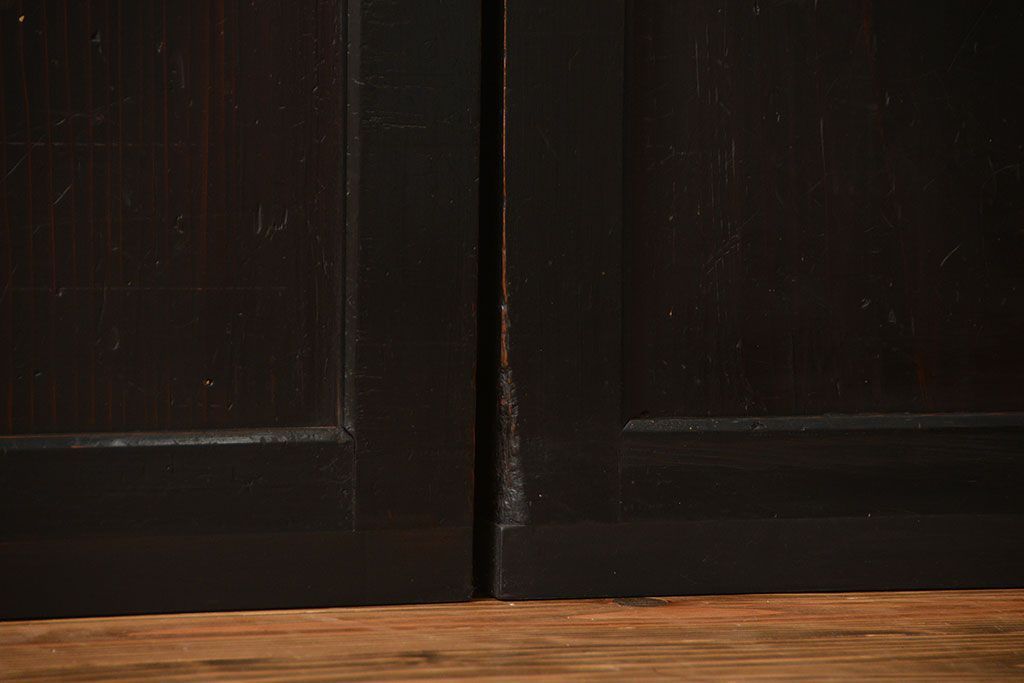 古民具・骨董 煤けた味のある板戸 4枚セット(帯戸、引き戸)