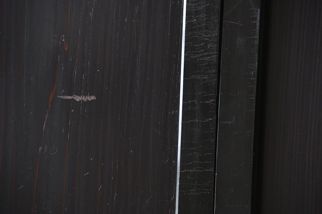 古民具・骨董 煤けた味のある板戸 4枚セット(帯戸、引き戸)