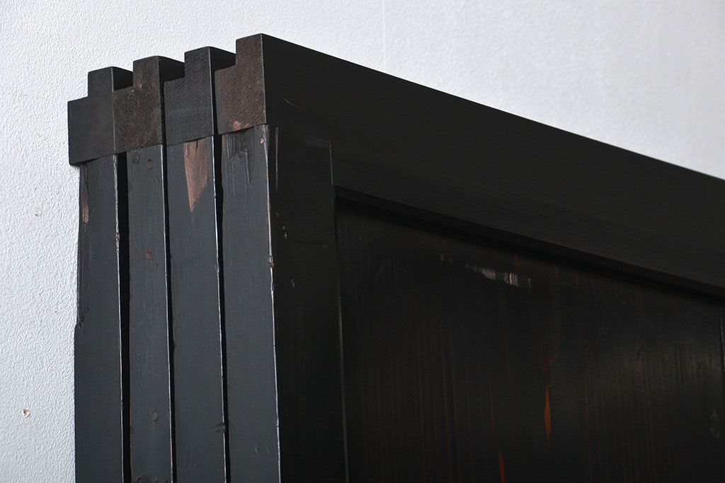 古民具・骨董 煤けた味のある板戸 4枚セット(帯戸、引き戸)