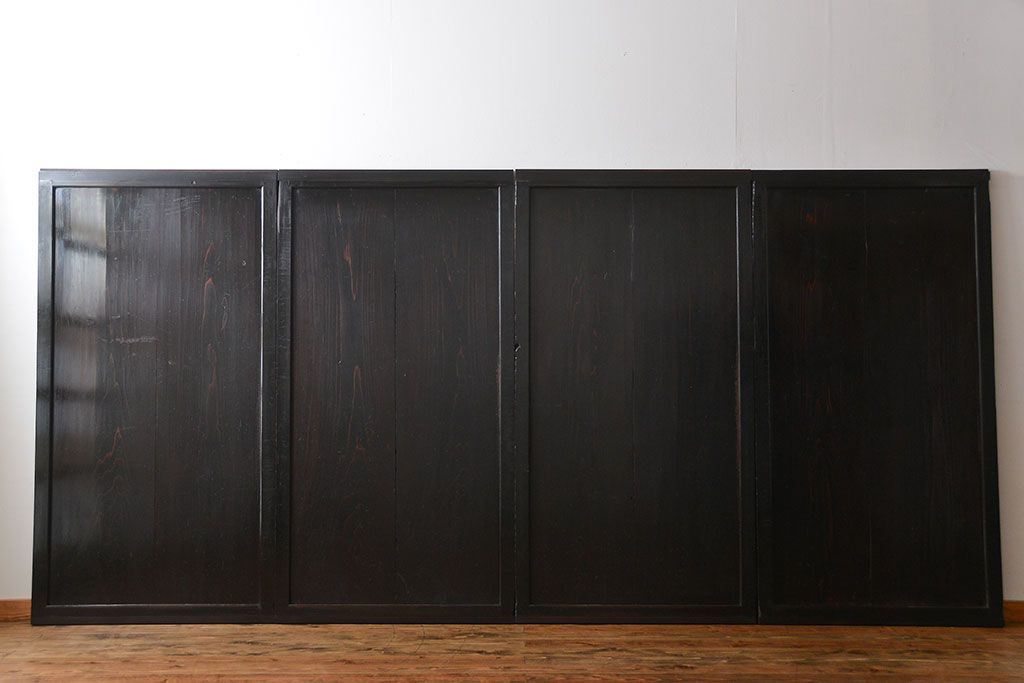 古民具・骨董 煤けた味のある板戸 4枚セット(帯戸、引き戸)