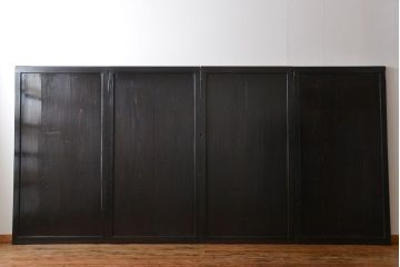 古民具・骨董 煤けた味のある板戸 4枚セット(帯戸、引き戸)