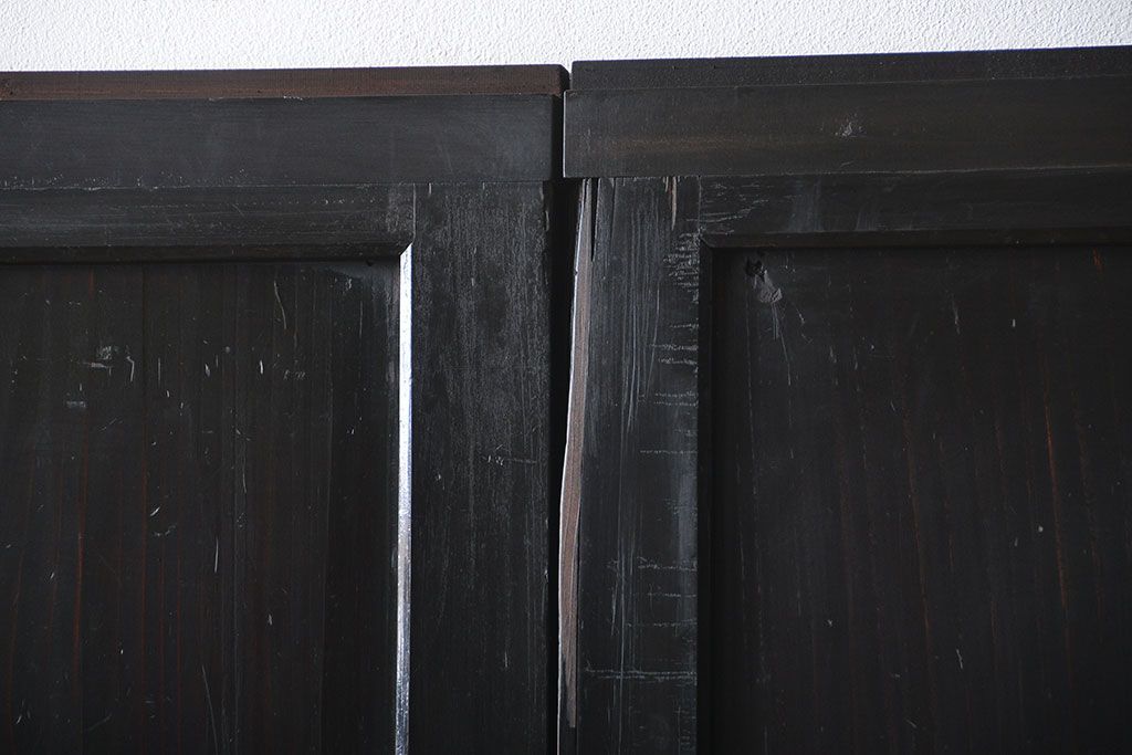 古民具・骨董 煤けた味のある板戸 4枚セット(帯戸、引き戸)