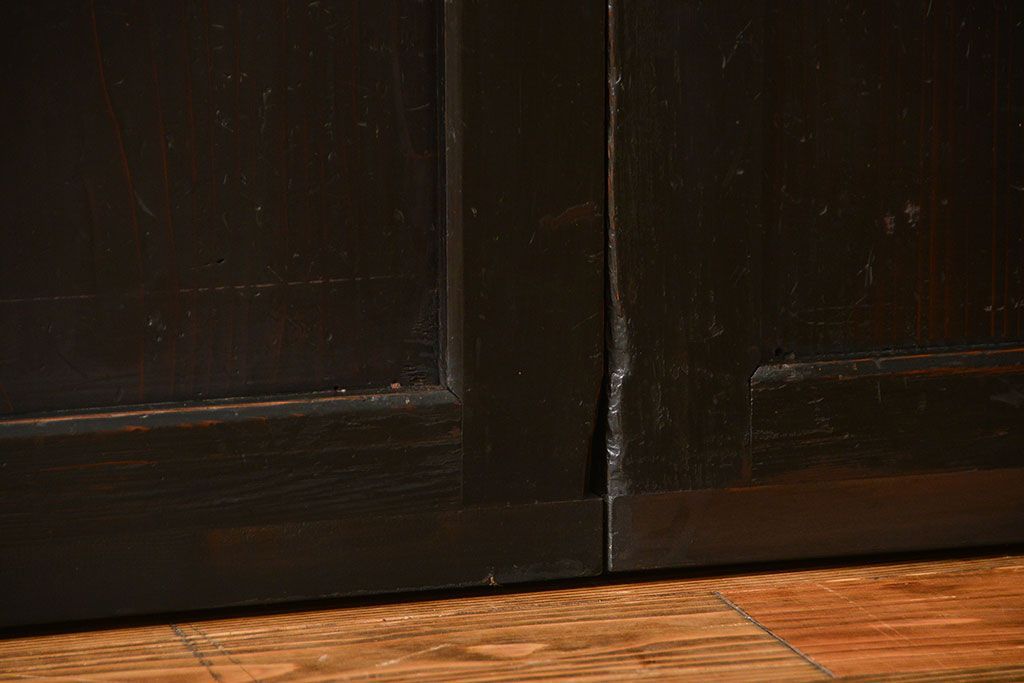 古民具・骨董 煤けた味のある板戸 4枚セット(帯戸、引き戸)