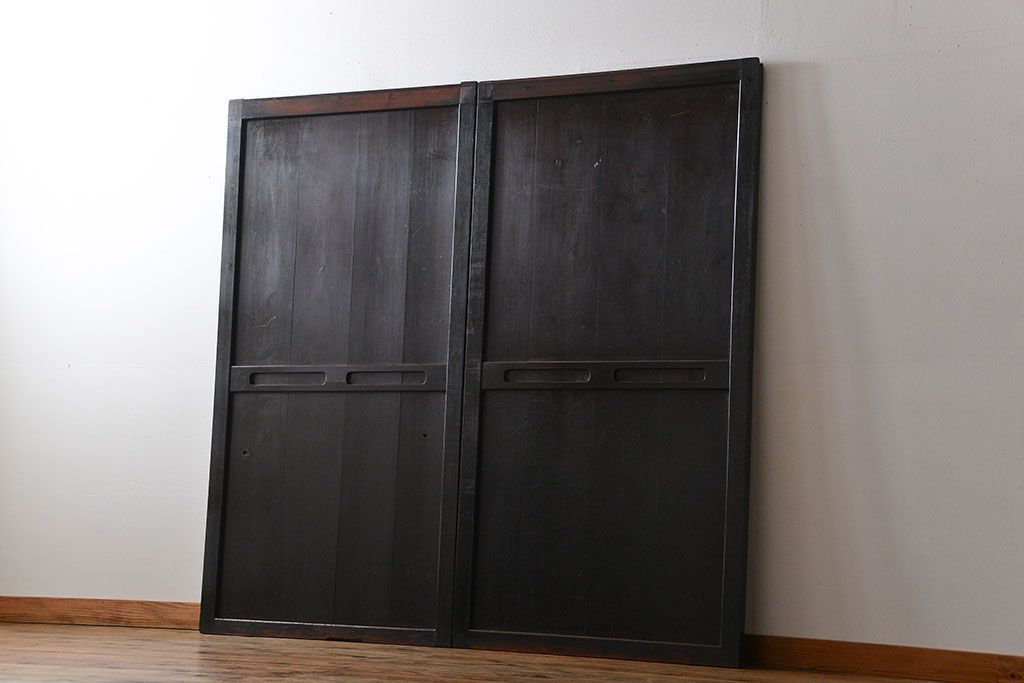 古民具・骨董 使い込まれた帯戸 2枚セット(板戸)