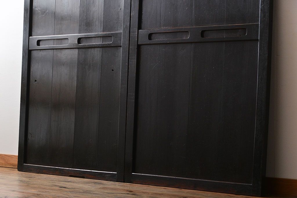 古民具・骨董 使い込まれた帯戸 2枚セット(板戸)