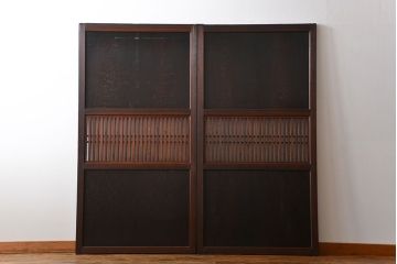 アンティーク 古い木の格子帯戸 2枚セット(引き戸)