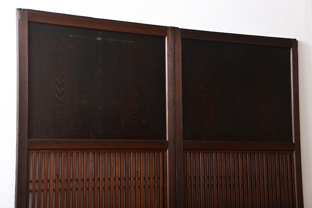 アンティーク 古い木の格子帯戸 2枚セット(引き戸)