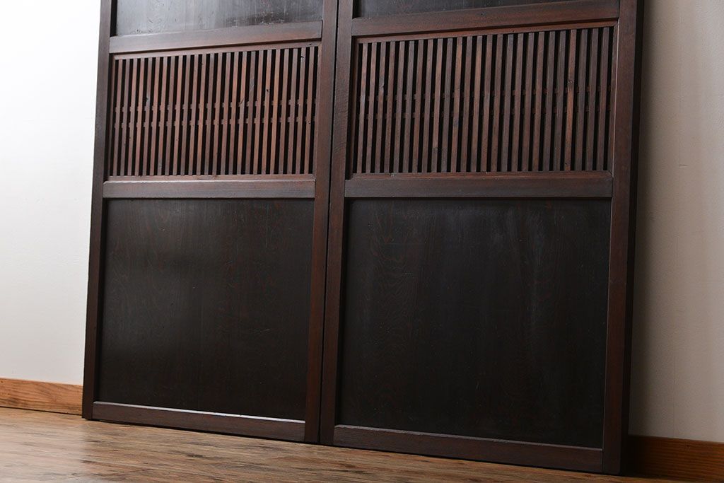 アンティーク 古い木の格子帯戸 2枚セット(引き戸)