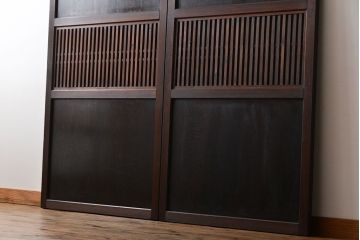 アンティーク 古い木の格子帯戸 2枚セット(引き戸)
