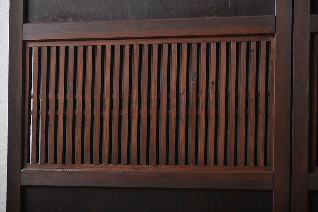 アンティーク 古い木の格子帯戸 2枚セット(引き戸)