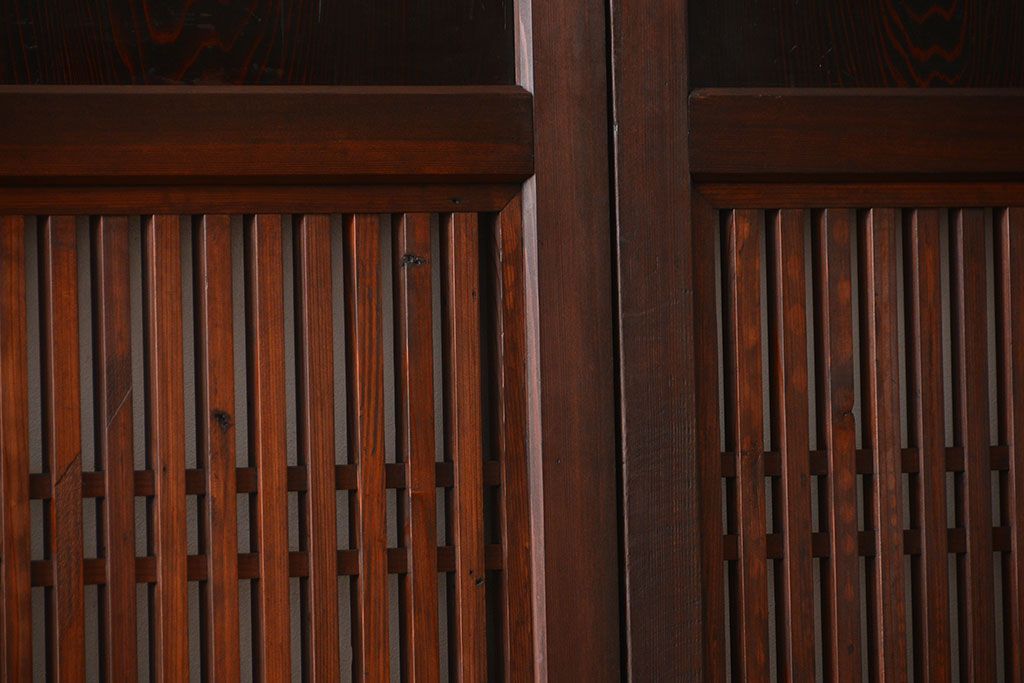 アンティーク 古い木の格子帯戸 2枚セット(引き戸)